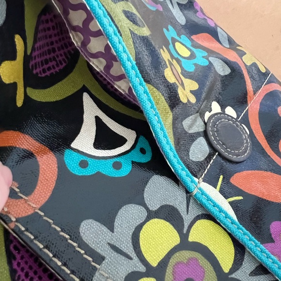 Fossil Y2K Key-per Messenger Laptop Bag Floral Bird Print - Picture 9 of 14